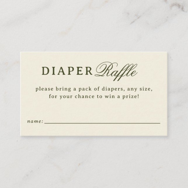 Carte D'accompagnement Tirage de Couches Bébé Shower Crème (Devant)