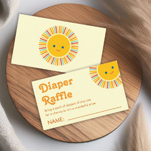 Carte D'accompagnement Tirage de Couches Bébé Soleil Douce Orange Jaune
