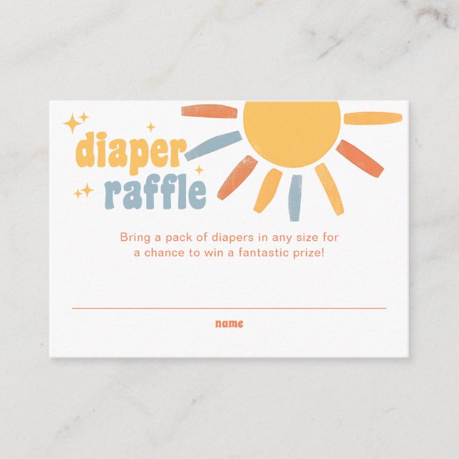 Carte D'accompagnement Tirage de Couches Bébé Soleil Shower (Devant)