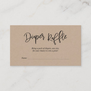 Carte D'accompagnement Tirage de couches pour Baby Shower, écriture rusti