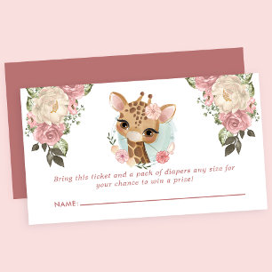Carte D'accompagnement Tirage de couches pour bébé girafe florale mignon