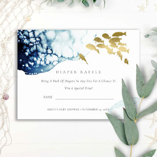 CARTE D'ACCOMPAGNEMENT TIRAGE LINGERIE BÉBÉ SOUS L'EAU EN OR SHOWER