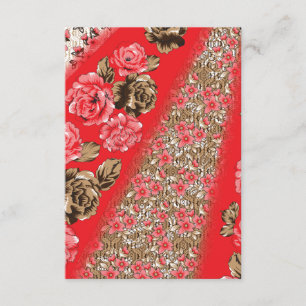 Carte D'accompagnement Tissu rouge éclatant avec floral complexe et