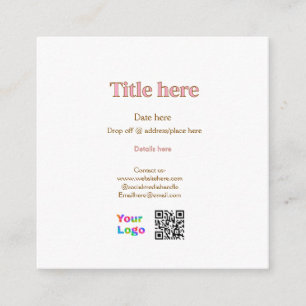 Carte D'accompagnement titre scanner QR contact logo ici lieu date entrep