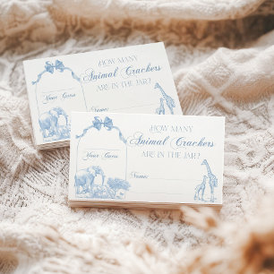 Carte D'accompagnement TOILE Bleu Safari animal bébé garçon douche