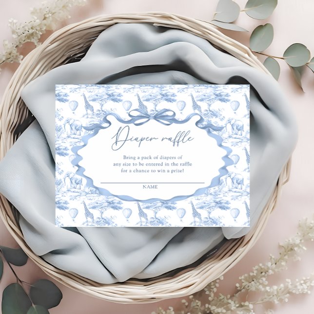 Carte D'accompagnement Toile Blue Safari Animal Diaper Raffle Ticket (Créateur téléchargé)