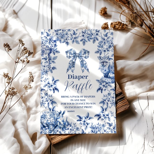Carte D'accompagnement Toile De Jouy Bow Baby shower Diapper Raffle (Créateur téléchargé)