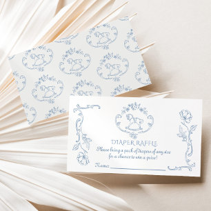 Carte D'accompagnement Toile de jouy Cheval de roche vintage Roulée de co