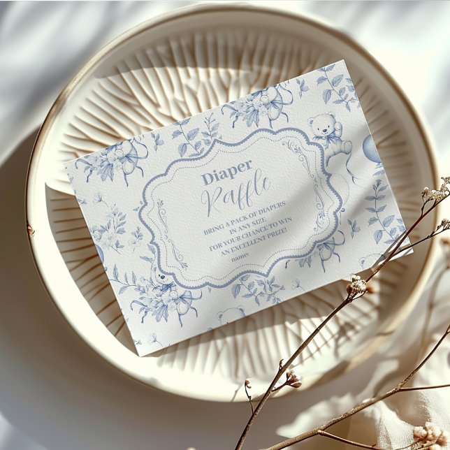 Carte D'accompagnement Toile De Jouy Oear Baby shower Diapper Raffe (Créateur téléchargé)