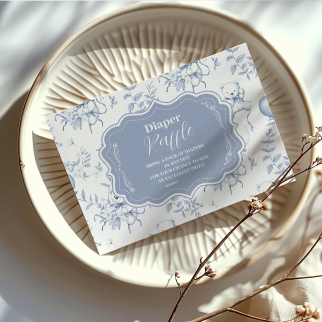 Carte D'accompagnement Toile De Jouy Oear Baby shower Diapper Raffe (Créateur téléchargé)