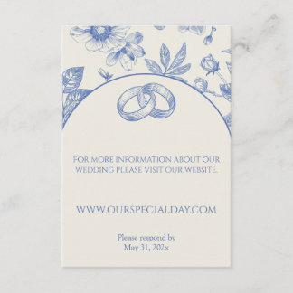 Carte D'accompagnement Toile Florale Bleu Français Riche Floral