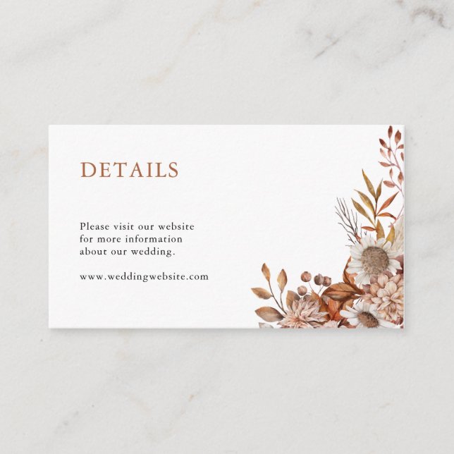 Carte D'accompagnement Tomber amoureux | Détails du Mariage Boho Flowers (Devant)