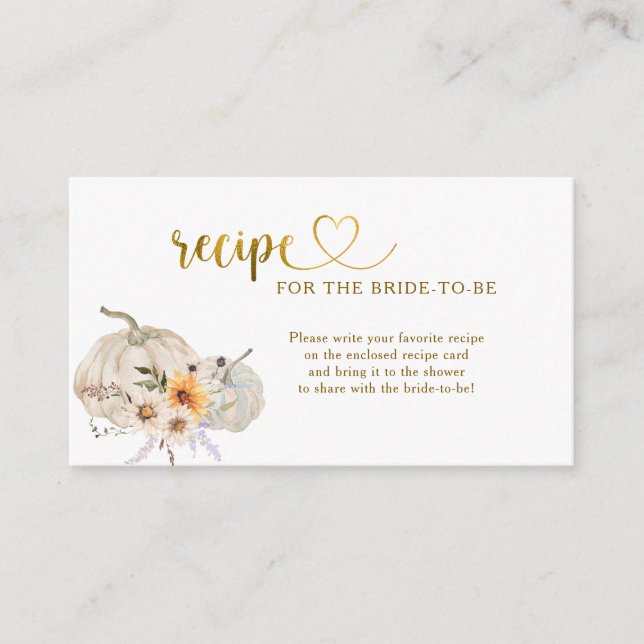 Carte D'accompagnement Tomber dans l'amour Fête des mariées Citrouille De (Devant)