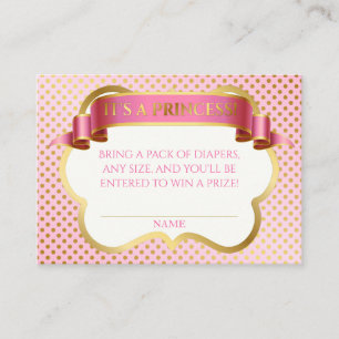 Carte D'accompagnement Tombola de couche-culotte de princesse Pink Gold