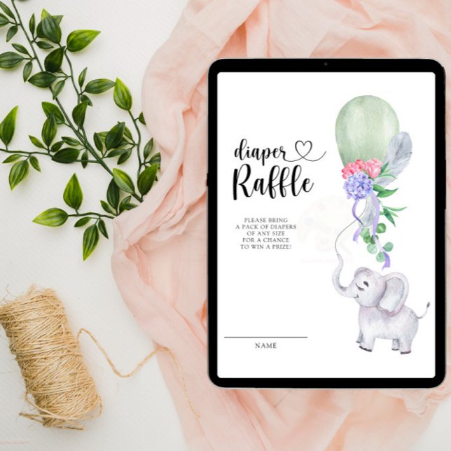 Carte D'accompagnement tombola de couche éléphante et verte (Créateur téléchargé)