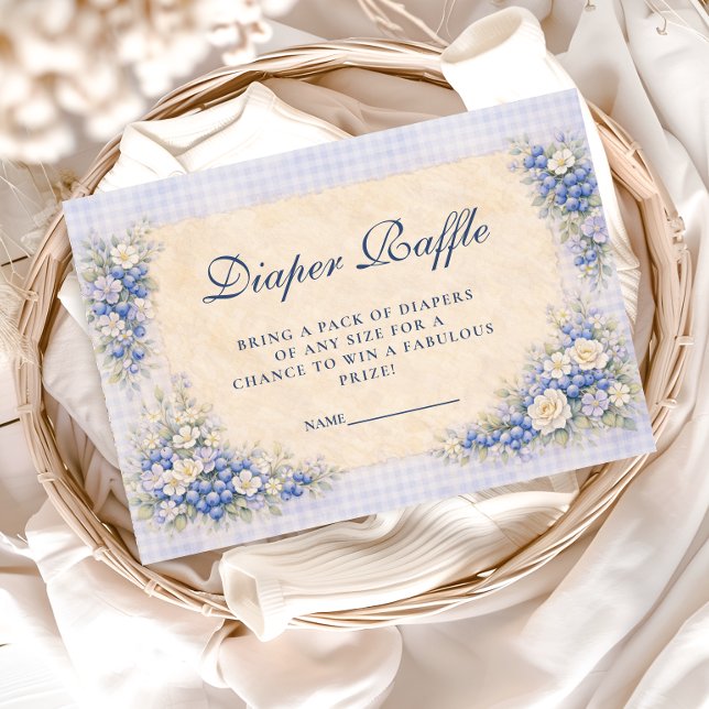 Carte D'accompagnement Tombola de Couches Bleu Douce Myrtille (Créateur téléchargé)