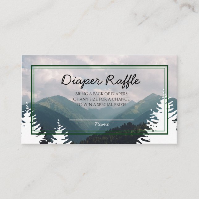 Carte D'accompagnement Tombola de couches pour Baby Shower rustique (Devant)