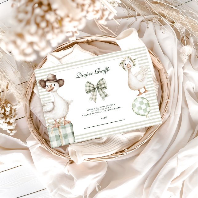 Carte D'accompagnement Tombola de la sage gingham pour bébé (Créateur téléchargé)