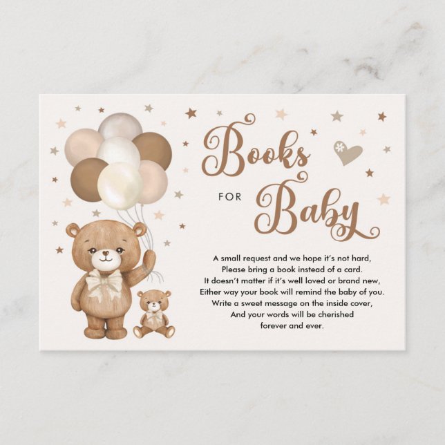 Carte D'accompagnement Tonage Terre neutre Brown Teddy Bear Livres pour b (Devant)
