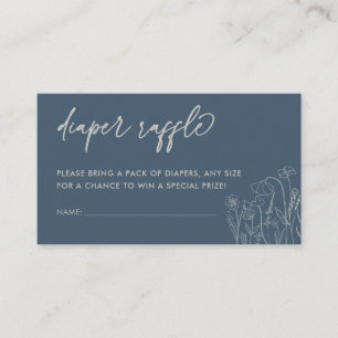 Carte D'accompagnement Topaz Blue Fleur sauvage Line Art Diaper Raffle
