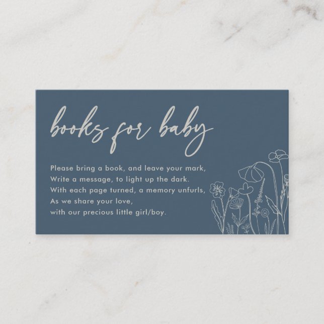 Carte D'accompagnement Topaz Blue Fleur sauvage Line Livres d'art pour bé (Devant)