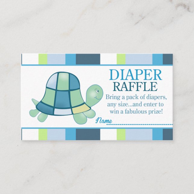 Carte D'accompagnement Tortue Bay Baby shower Déchets Raffle (Devant)