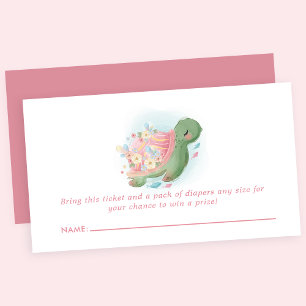 Carte D'accompagnement Tortue de mer florale rose Baby Shower Jeu de couc