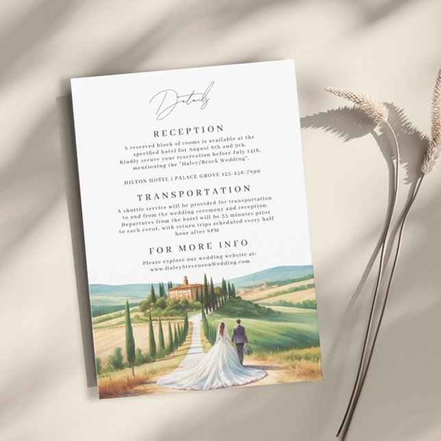 Carte D'accompagnement Toscane aquarelle illustration Mariage Skyline (Créateur téléchargé)