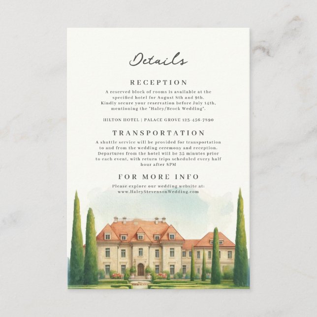 Carte D'accompagnement Toscane Aquarelle Italie Villa Destination Mariage (Devant)
