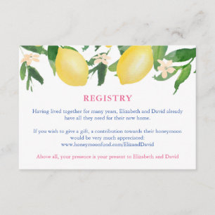 Carte D'accompagnement Toscane citrons Carrelage bleu Registre ou bien de