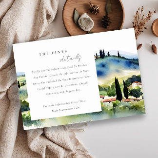 Carte D'accompagnement Toscane Italie Aquarelle Paysage Détails du Mariag