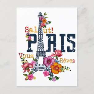 Carte D'accompagnement Tour Eiffel Paris Chemise Salut Flower Paris Fra