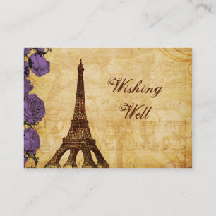 Carte D'accompagnement Tour Eiffel vintage violet Mariage Paris