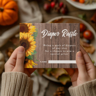 Carte D'accompagnement Tournesol automne | Rafle de couches| Baby shower