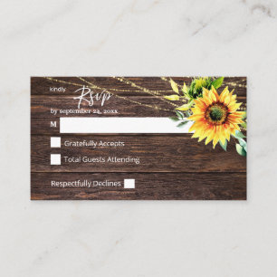 Carte D'accompagnement Tournesol Budget, Bois Floral 2SM Pas de repas RSV