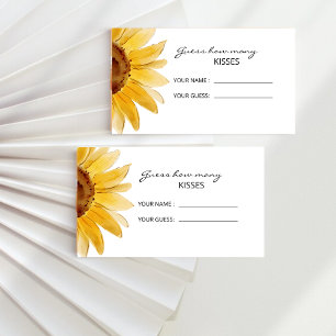 Carte D'accompagnement Tournesol devine combien de baisers jeu de mariage
