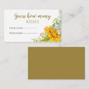 Carte D'accompagnement Tournesol devinez combien de baisers jeu nuptiale