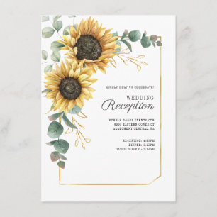 Carte D'accompagnement Tournesol Eucalyptus Réception de mariage floral