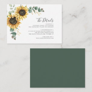 Carte D'accompagnement Tournesol Floral Eucalyptus Mariage de verdure