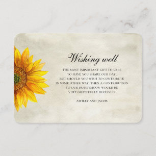 Carte D'accompagnement Tournesol. Mariage de fleurs rustique souhaitant b