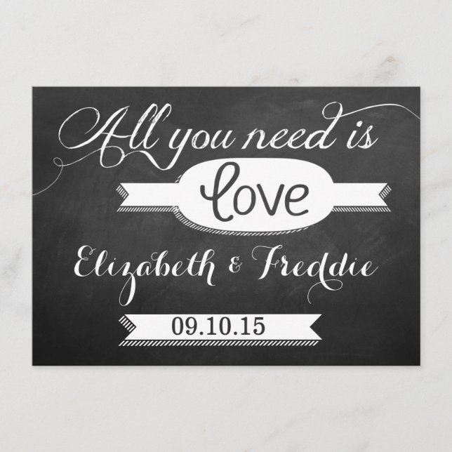 Carte D'accompagnement Tout ce dont vous avez besoin est Love Chalkboard  (Devant)