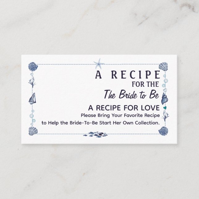 Carte D'accompagnement Toute la mer n'est qu'amour douche de mariée aquar (Devant)