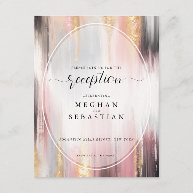 Carte D'accompagnement Traces Abstraites de brosse Blush Gold Charcoal (Devant)