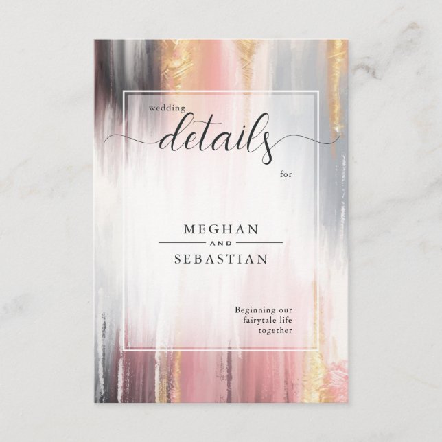 Carte D'accompagnement Traces Abstraites de brosse Blush Gold Charcoal (Devant)