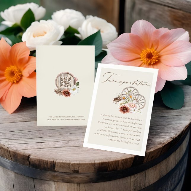 Carte D'accompagnement Transport Floral Western Wagon Wheels Mariage (Transportation Floral Western Wagon Wheels Wedding Enclosure Card)