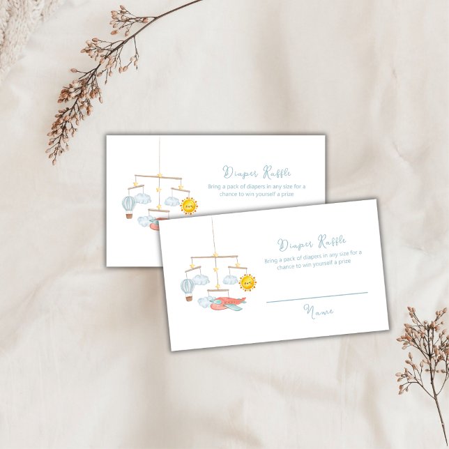 Carte D'accompagnement Travel Hot Air Balloon Diaper Raffle Baby Shower  (Travel Hot Air Balloon Diaper Raffle Baby Shower Enclosure Card)