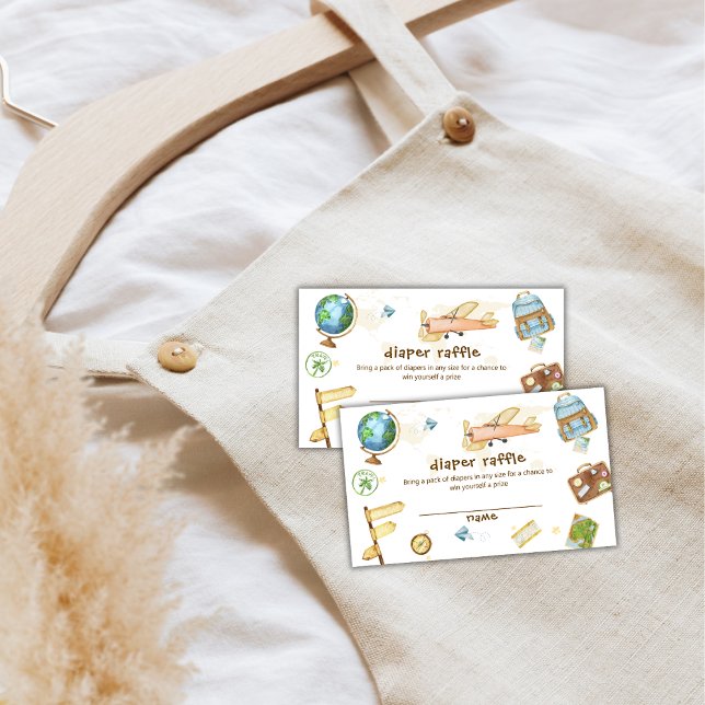 Carte D'accompagnement Travel World Airplane Diaper Raffle Baby Shower  (Travel World Airplane Diaper Raffle Baby Shower Enclosure Card)