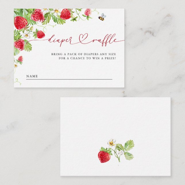Carte D'accompagnement Trendy Meadow Fraise Baby shower Déchets Raffle (Devant / Derrière)