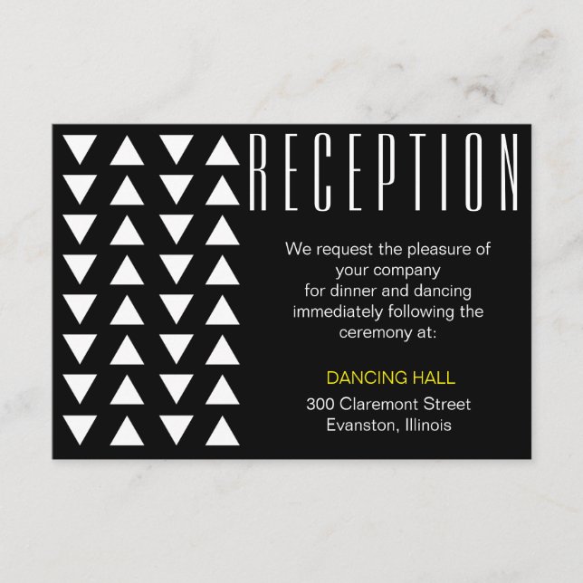 Carte D'accompagnement Triangles Entrée mariage avec accent jaune (Devant)