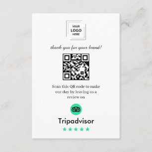 Carte D'accompagnement TripAdvisor QR Avis Commentaires des clients Insér